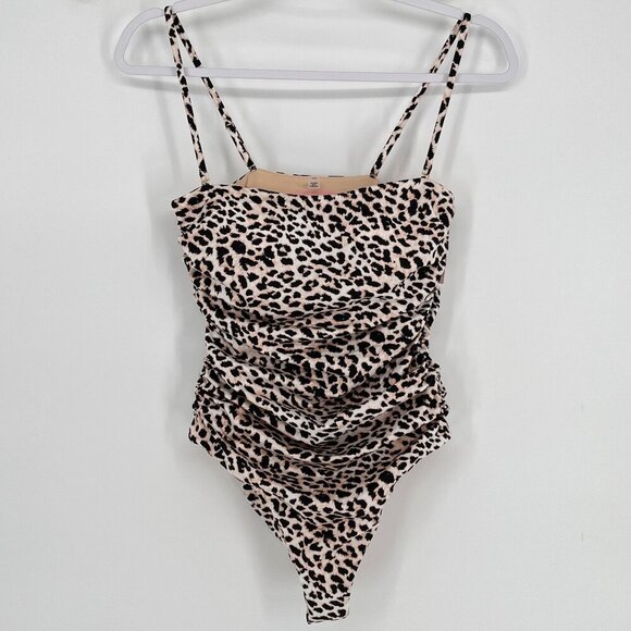 VS RUCHED LEOPARD ONE PIECE SWIMSUIT Size Small Removable Straps and Pads NWT - Picture 5 of 13